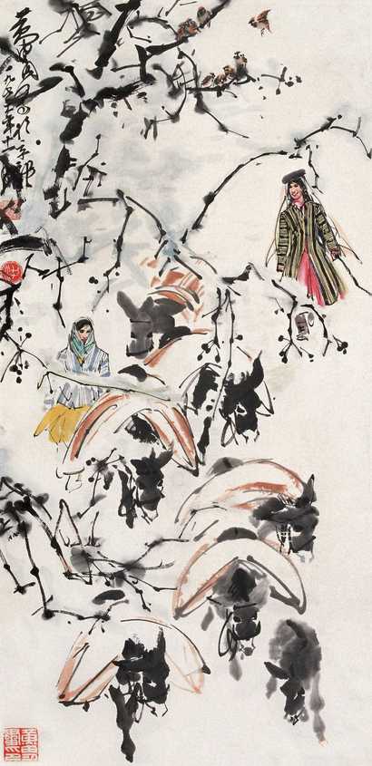 黄胄 1972年作 运粮图 立轴